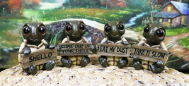 Ebros Whimsical Baby Sea Turtle Set of 4 Figurine Holding Signs W/ Funny... - $37.99