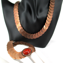 Vintage Copper Link Red Jasper 7.25&quot; Bracelet and 20&quot; Necklace Set  MCM ... - £70.09 GBP