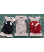 KIMBERBELL Embellishments 3 packs TASSELS &amp; POMS - WHITE, RED &amp; BLACK 1Y... - $26.59 CAD
