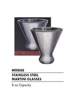 Martini 8 oz Glass Freezable Beverage Food Cup Stainless Steel Silver 4&quot;... - €23,16 EUR