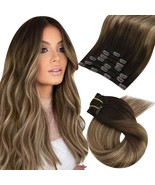 Moresoo Clip in Hair Extensions Real Human Hair Balayage Human Hair Clip... - $65.79