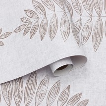 Peel And Stick Vintage Wallpaper Guvana 17.3&quot; X 197&quot; Grey And Brown Leaf Pattern - £24.73 GBP
