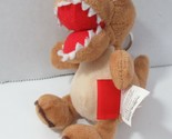 LIDL Playtive Junior Brown Dinosaur Soft Small Plush Toy key chain red m... - $9.89