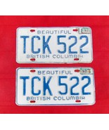 1974 to 1978 Canada British Columbia Pair of License Plates TCK 522 - £19.90 GBP