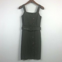 City Studio Junior Womens 3 Olive Green Sleeveless Belted Linen ALine Dress NWT - £16.61 GBP