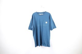 Vintage Carhartt Mens Large Distressed Spell Out Box Logo Pocket T-Shirt Blue - £23.33 GBP