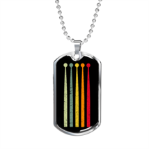 Drummer Necklace Retro Drumstick Necklace Stainless Steel or 18k Gold Dog Tag 2 - £37.23 GBP+