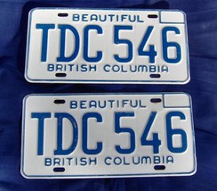 1973 to 1978 Canada British Columbia Pair of License Plates TDC 546 - £19.97 GBP