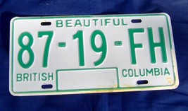 1979 to 1986 Canada British Columbia Single License Plate 87-19-FH - £15.79 GBP