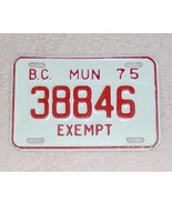 1975 Canadian British Columbia Municipal License Plate 38846 Single - £11.93 GBP