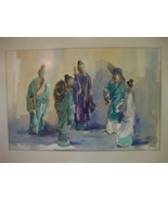 Louise Webber Still Life Watercolor Asian Figurines Men - £316.51 GBP