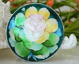 Enamel pink rose brooch pin pendant round hand painted thumb155 crop