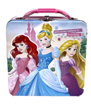 Disney &quot; Princesses Believe In Friendship&quot;  Lunchbox Tin w Handle 5.75&quot; x 6&quot; - $6.85