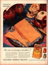 1958 Cracker Barrel Cheese Apple Crackers Platter Cheese Vintage Print A... - $24.11