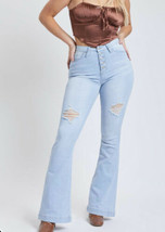 YMI High-Rise Flare Jeans Juniors Distressed  Denim Buttons 7/28 Brand new! - £20.08 GBP