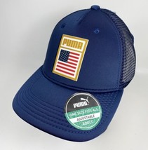 Puma USA Flag Trucker Hat / Cap Adjustable Snapback Navy Blue - £18.58 GBP