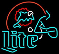Miller Lite NFL Miami Dolphins Football Helmet Beer Bar Neon Light Sign 21&quot;x19&quot;  - £147.88 GBP