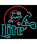 Miller Lite NFL Miami Dolphins Football Helmet Beer Bar Neon Light Sign ... - £145.47 GBP