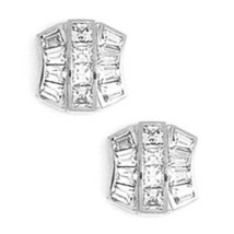 14K Solid White Gold 10MM Cubic Zircon Fashion Stud Earrings Push Back ER-PEW36 - £157.24 GBP