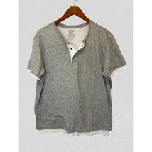 VINCE 100% Pima Cotton Henley Shirt 2-Layers Gray White Size XLarge - $19.79