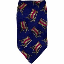 Polo Ralph Lauren Tie Blue With Beach Chairs 100% Silk Necktie Mens 59L X 3.5W - £14.66 GBP