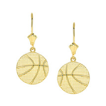 10K or 14K Solid Gold Basketball Sports Leverback Earrings - Yellow, Rose, White - £199.75 GBP+