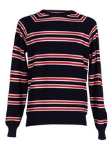 Les Copains Sweater Blue Red Stripes Cotton Men&#39;s Size US 46 EU 56 - $138.96