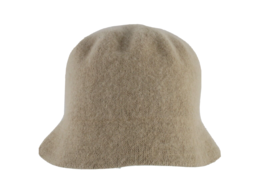 Vtg 90s Streetwear Blank Wool Rabbit Hair Knit Bucket Hat Cap Beige Wome... - £35.57 GBP