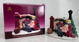 Trim A Home Christmas Porcelain Village Scene Family On Outdoor Bench - £17.91 GBP