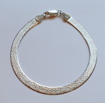 Vintage Sterling Silver Chain Bracelet Flat Sparkle Herringbone Link 5.5mm - £39.41 GBP