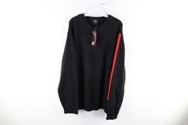 NOS Vtg 90s Ralph Lauren Mens XL Spell Out Color Block Knit Dad Sweater Black - $88.06