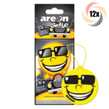 12x Pack AREON Smile Funny Car Emoji Hanging Air Freshener | Black Crystal Scent - £12.76 GBP