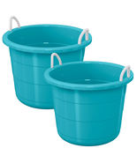 17 Gallon Plastic Storage Open Top Bucket with Rope Handles, Teal, 2 Pack - $1,300.09 MXN