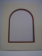 Picture Frame Arch Top Double Mat 8x10 for 5x7 photo  Cream and red - £5.50 GBP