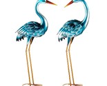 Evergreen Life-Size 35” Steel Blue Weather Resistant Heron Statue Pair, ... - £80.57 GBP