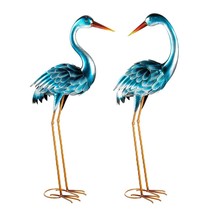 Evergreen Life-Size 35” Steel Blue Weather Resistant Heron Statue Pair, 1622838 - £79.88 GBP