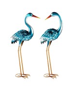 Evergreen Life-Size 35” Steel Blue Weather Resistant Heron Statue Pair, ... - £79.64 GBP