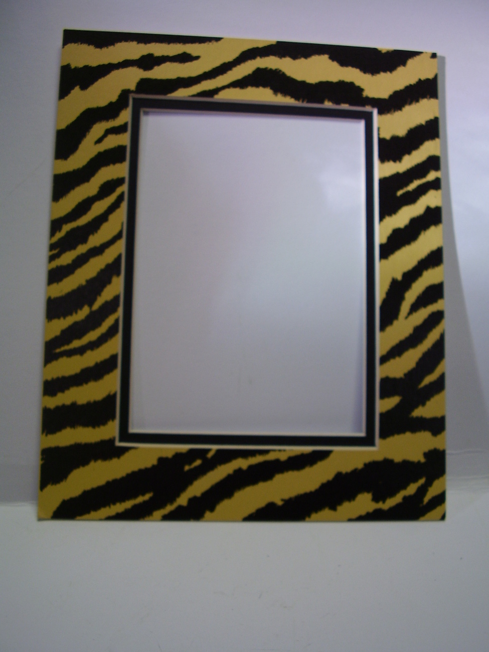 Primary image for Picture Frame Double Mat 8x10 for 5x7 photo Tiger animal Stripe Gold and Black 