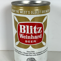 Blitz Weinhard Beer Can Vintage White Gold Red 12oz Aluminum Collectible - $10.44