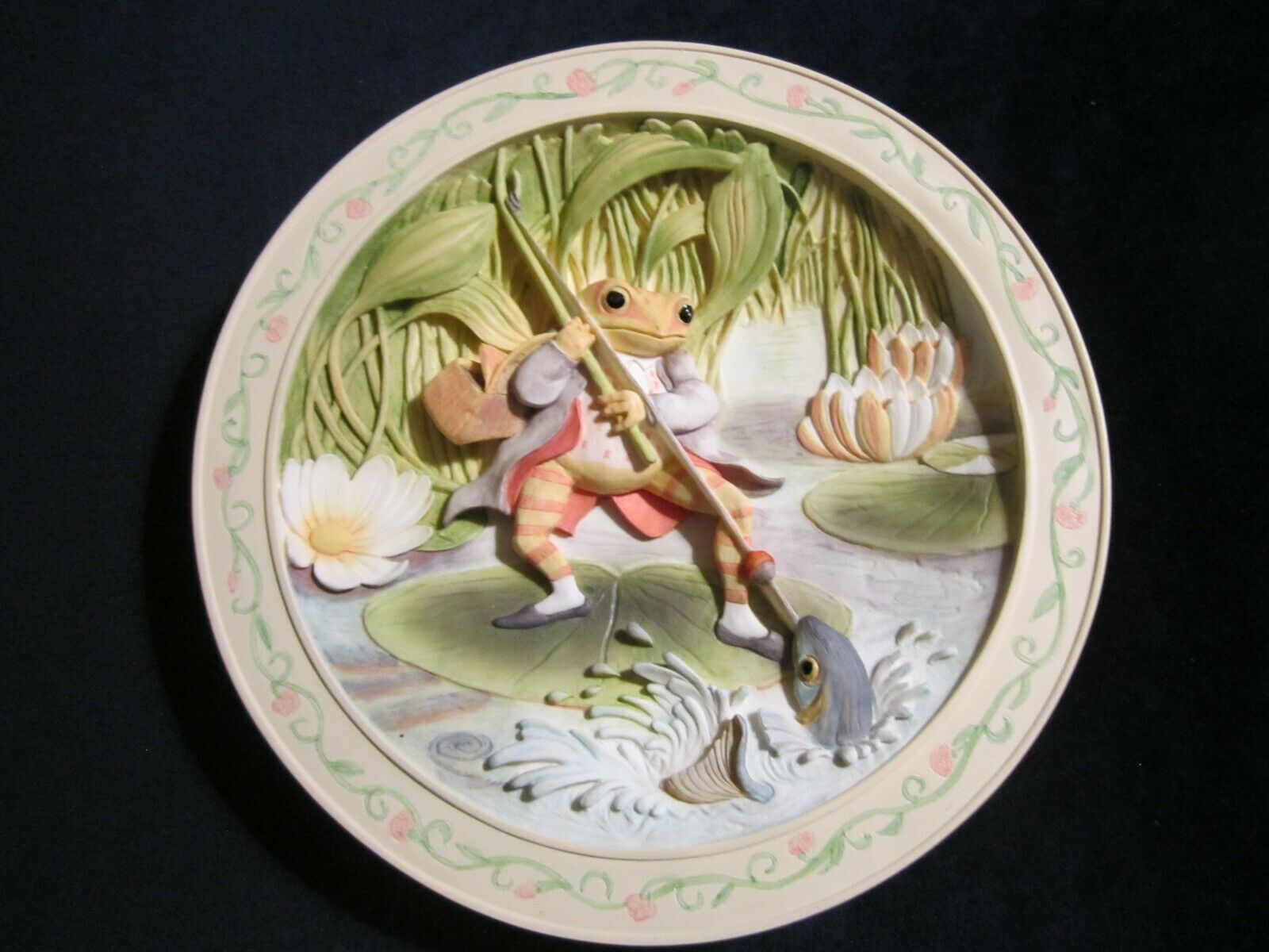 TALE OF MR. JEREMY FISHER 3-D collector plate WORLD OF BEATRIX POTTER Frog Fish - $64.00