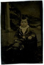Circa 1800&#39;S Rare Antique Tintype Of Little Hispanic Girl In Fancy Outfit - £14.57 GBP