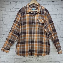 Columbia Omni Wick Shirt Mens Sz L Long Sleeve Orange Plaid  - $14.84