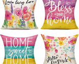 Outdoor Throw Pillow Covers 18X18 Set of 4 Spring Summer Pastel Floral W... - £22.28 GBP