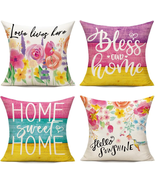 Outdoor Throw Pillow Covers 18X18 Set of 4 Spring Summer Pastel Floral W... - £21.82 GBP