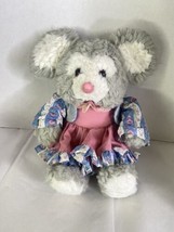 Commonwealth Mouse Gray White Plush Stuffed Animal Toy With Dress Vintage - £77.53 GBP