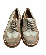 Eli 1957 Beige Suede Linen Derby Oxford Shoes Boys EU 25 US 8 Handmade S... - $18.00