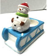Yankee Candle Snowman On Sled Porcelain Tealight Candle Holder NEW - €10,35 EUR