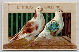 Birthday Greetings Beautiful Doves with Basket Flowers Postcard F27 - £3.95 GBP