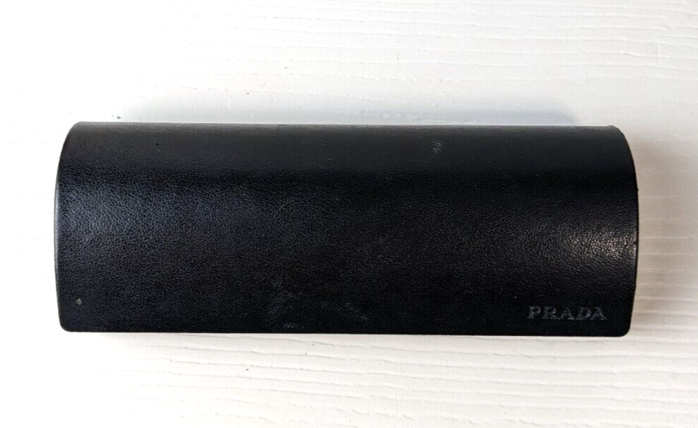 Primary image for Prada black embossed faux leather hard shell magnet close eyeglass case