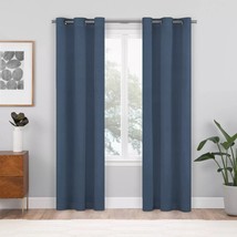 2pk 84x37 Shadow Blackout Curtain Panels Blue - Eclipse - $17.99